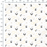 Tissu - Abeilles et cœurs joyeux