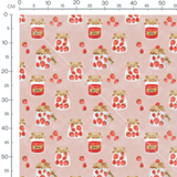 Tissu - Fraises entières et tranchées