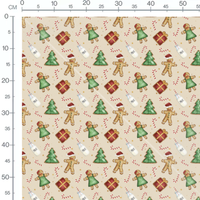 Tissu - Biscuits de Noël festifs