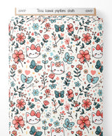 Tissu - kawaii papillons chats