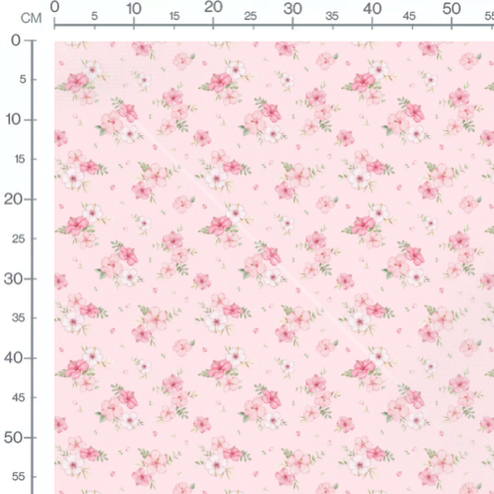 Tissu - Bourgeons sur fond rose