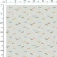 Tissu - Avions pastel sur fond vert