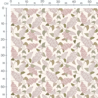 Tissu - Fleurs lilas et feuilles