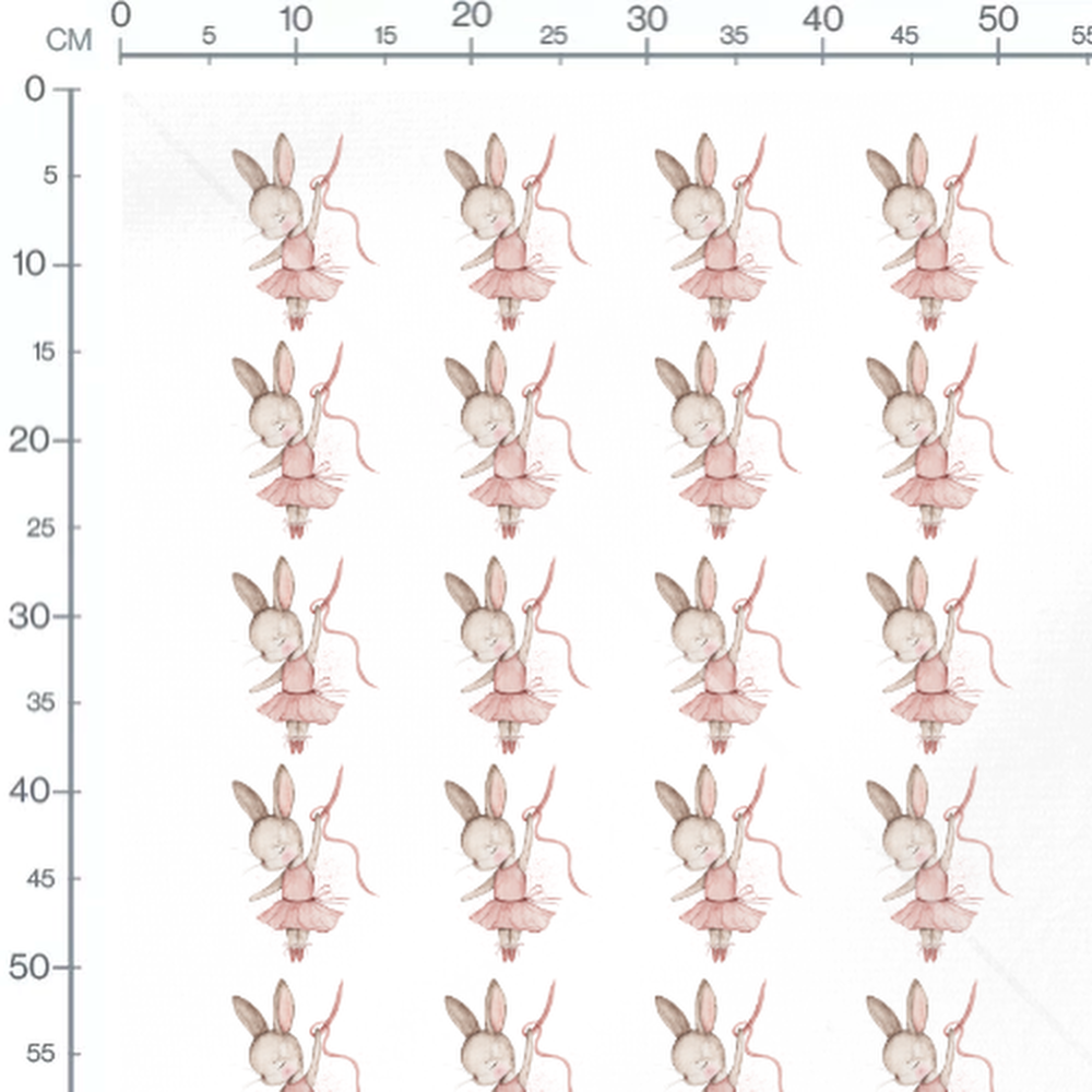 Tissu - Lapins roses sur fond noir 2