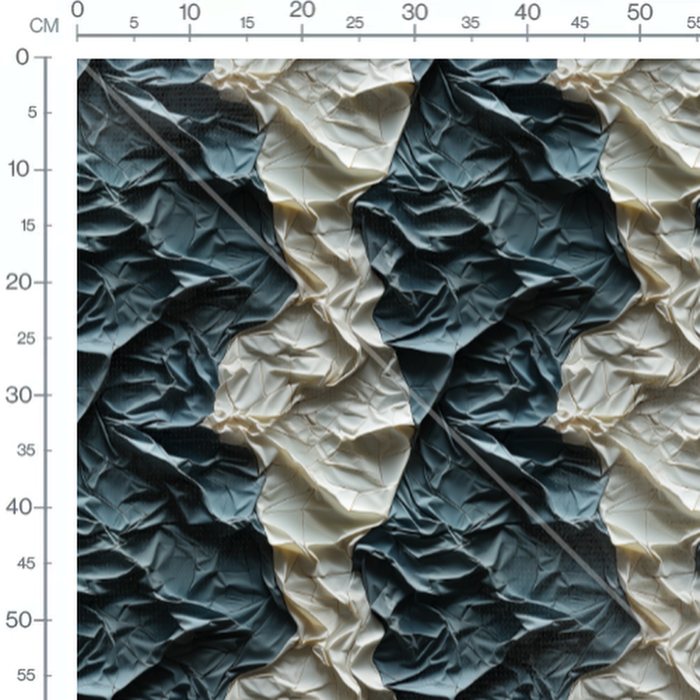 Tissu - Drapés Craquelés Bleu Crème