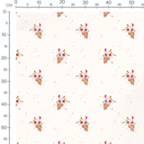 Tissu - Cornets avec cerises et cœurs