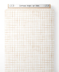 Tissu - Carreaux beiges sur blanc