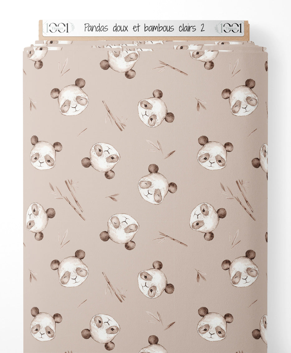 Tissu - Pandas doux et bambous clairs 2