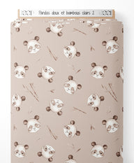 Tissu - Pandas doux et bambous clairs 2