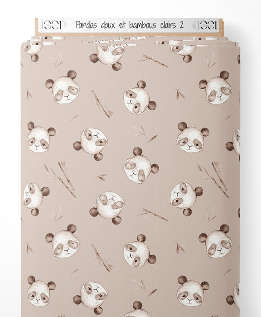 Tissu - Pandas doux et bambous clairs 2