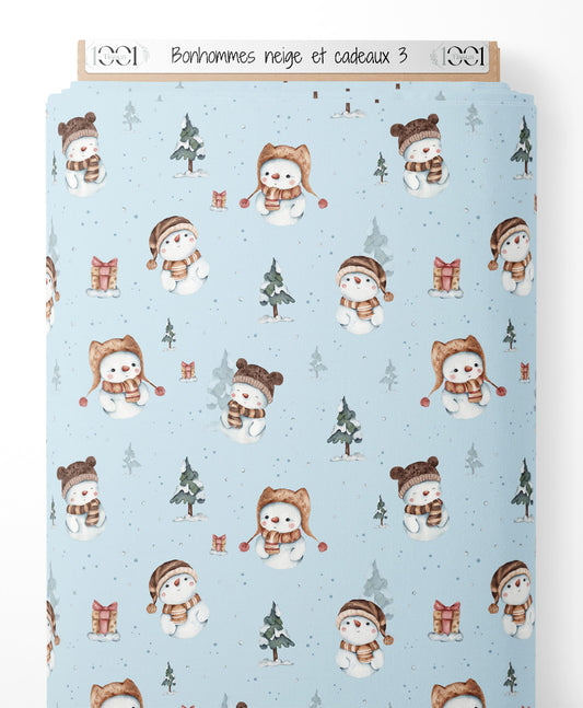 Tissu - Bonhommes neige et cadeaux 3