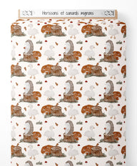 Tissu - Hérissons et canards mignons