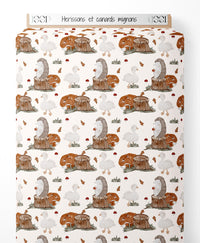 Tissu - Hérissons et canards mignons