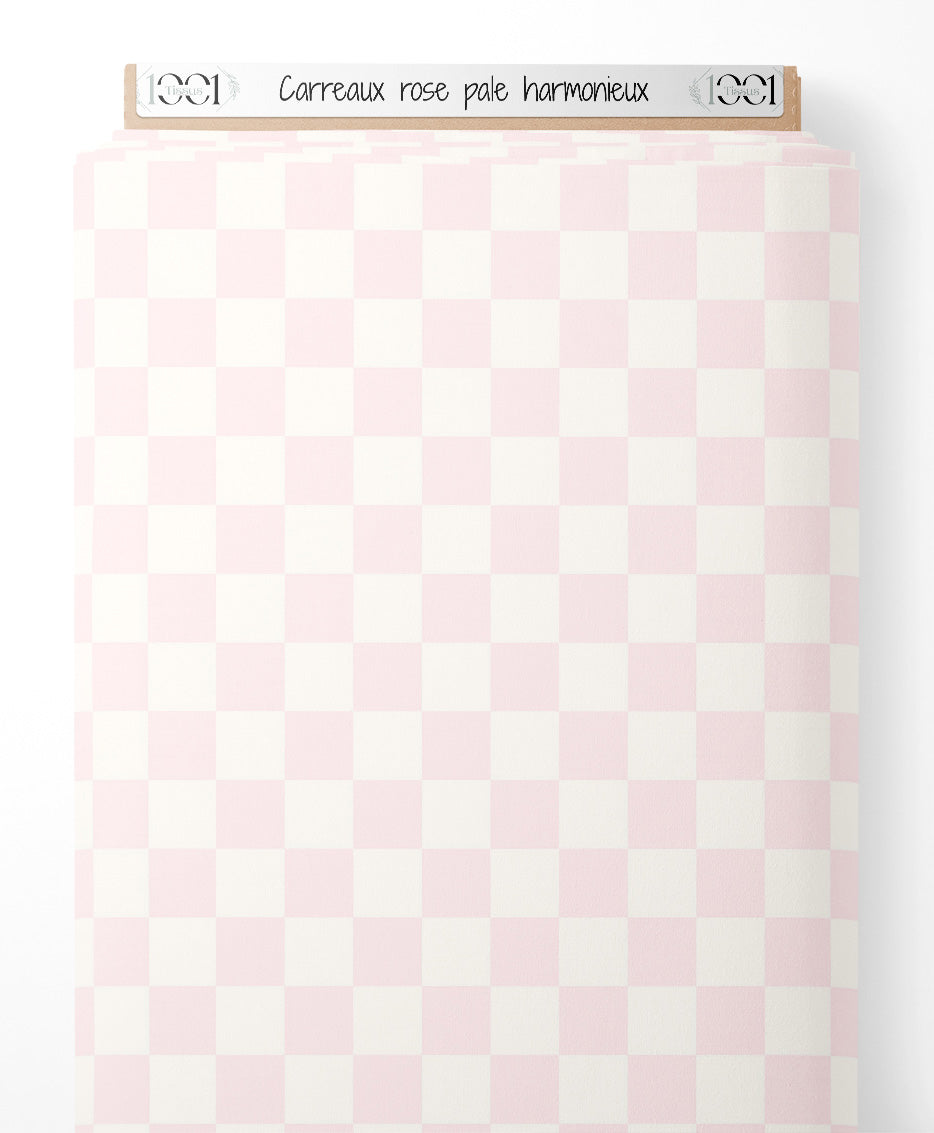 Tissu - Carreaux rose pâle harmonieux