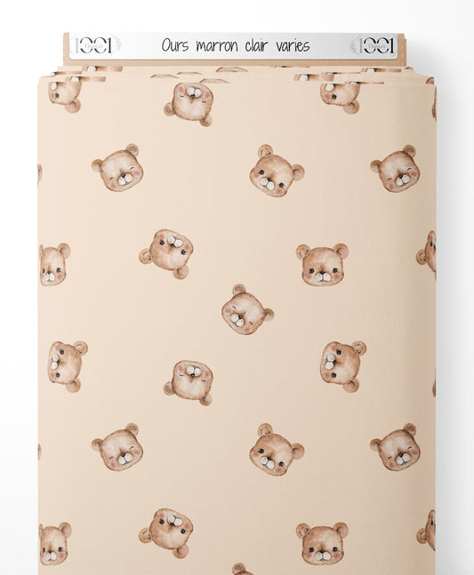 Tissu - Ours marron clair variés