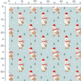 Tissu - Canards en hiver sur bleu