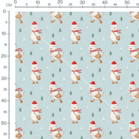 Tissu - Canards en hiver sur bleu
