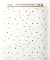 Tissu - Abeilles et fleurs dispersées