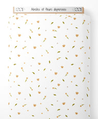 Tissu - Abeilles et fleurs dispersées