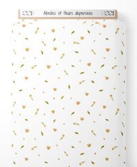 Tissu - Abeilles et fleurs dispersées
