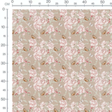 Tissu - Roses et papillons sur beige