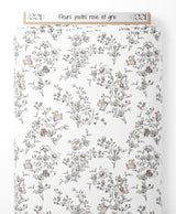 Tissu - Fleurs pastel rose et gris