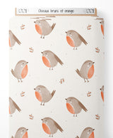 Tissu - Oiseaux bruns et orange