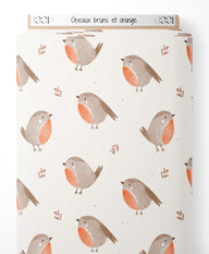 Tissu - Oiseaux bruns et orange
