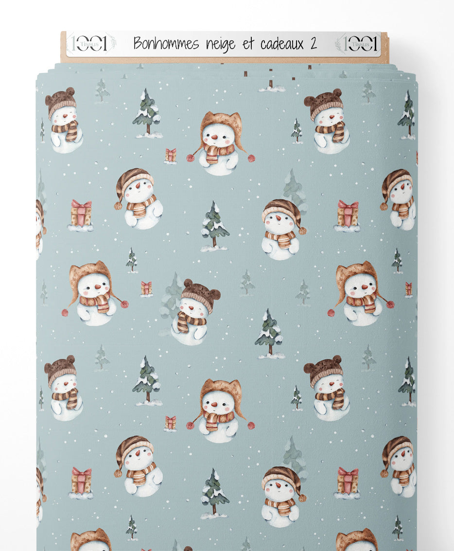 Tissu - Bonhommes neige et cadeaux 2