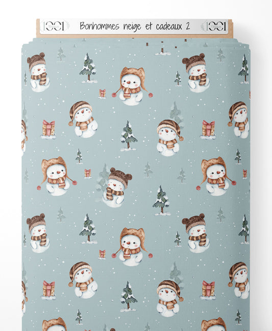 Tissu - Bonhommes neige et cadeaux 2