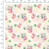Tissu - Flamants mignons et cœurs roses