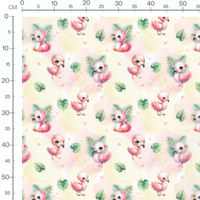 Tissu - Flamants mignons et cœurs roses
