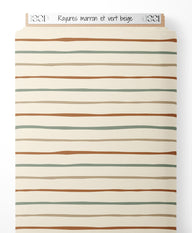 Tissu - Rayures marron et vert beige