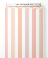 Tissu - Rayures rose et pêche pastel
