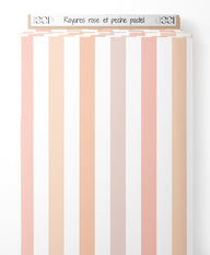 Tissu - Rayures rose et pêche pastel