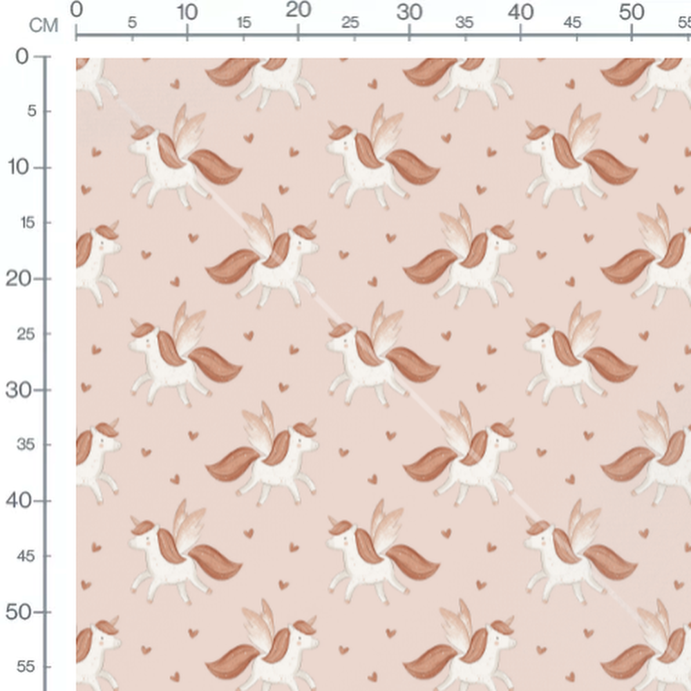 Tissu - Licornes blanches sur rose