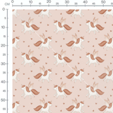 Tissu - Licornes blanches sur rose
