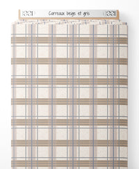 Tissu - Carreaux beige et gris