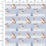 Tissu - Animaux forêt fond bleu