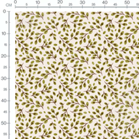 Tissu - Branches vertes sur fond beige
