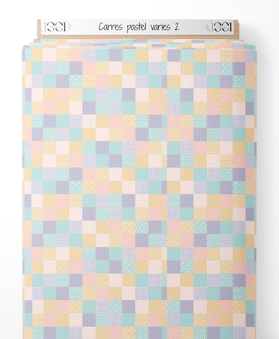 Tissu - Carrés pastel variés 2