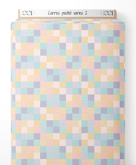 Tissu - Carrés pastel variés 2