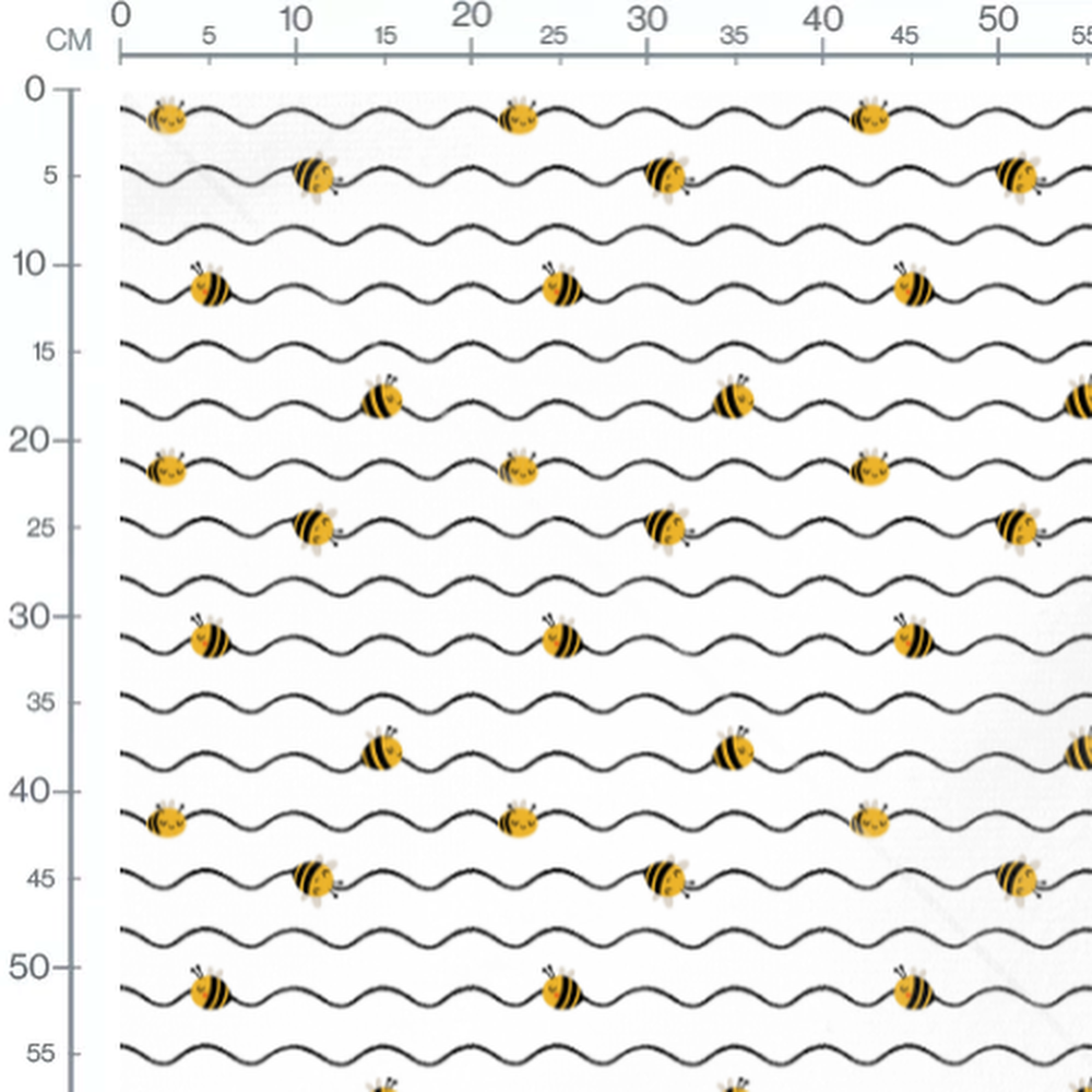 Tissu - Abeilles sur lignes ondulées