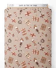 Tissu - Jouets de Noël sur beige