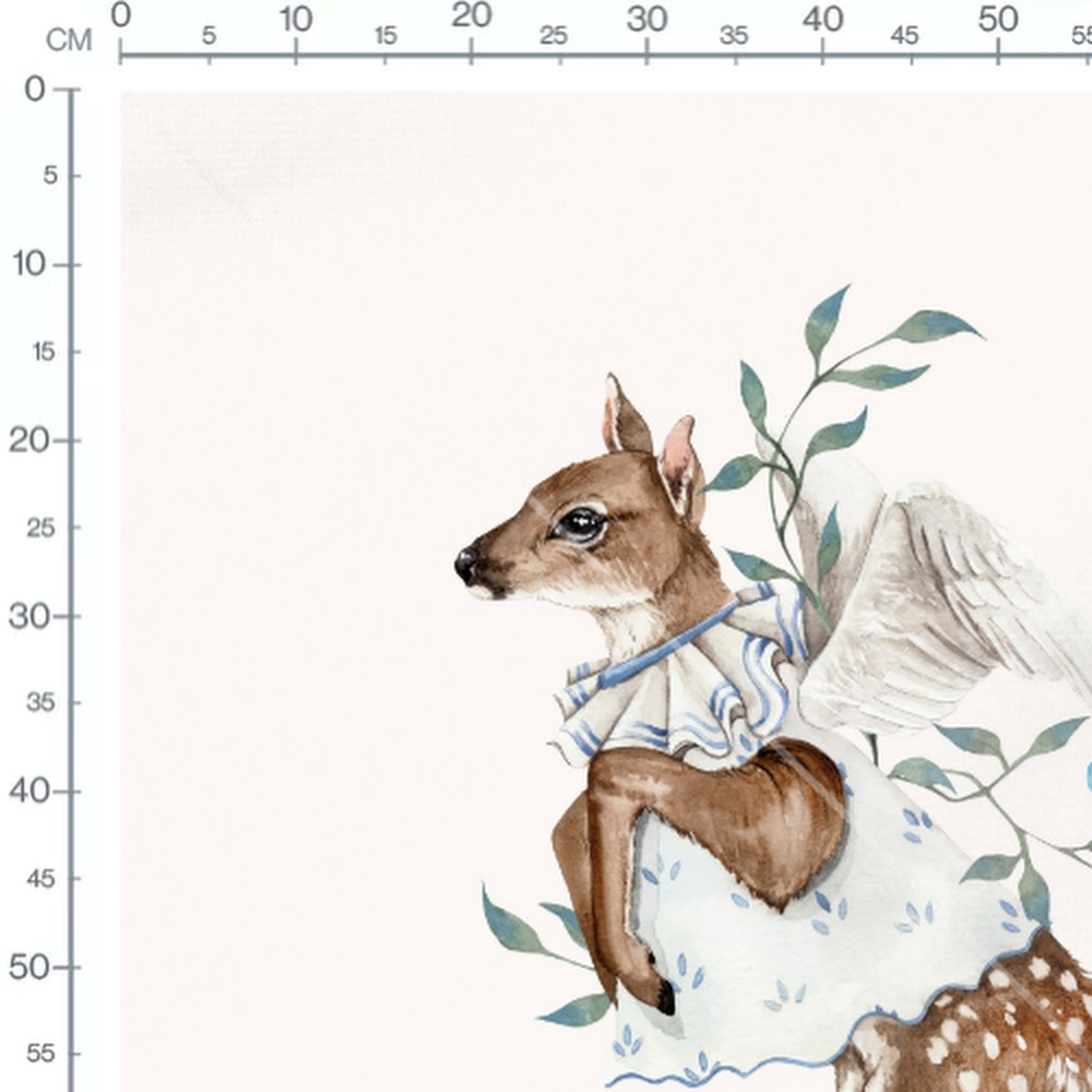 Tissu - Cerf ailé sur fond beige