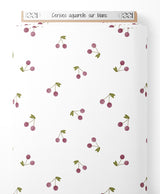 Tissu - Cerises aquarelle sur blanc