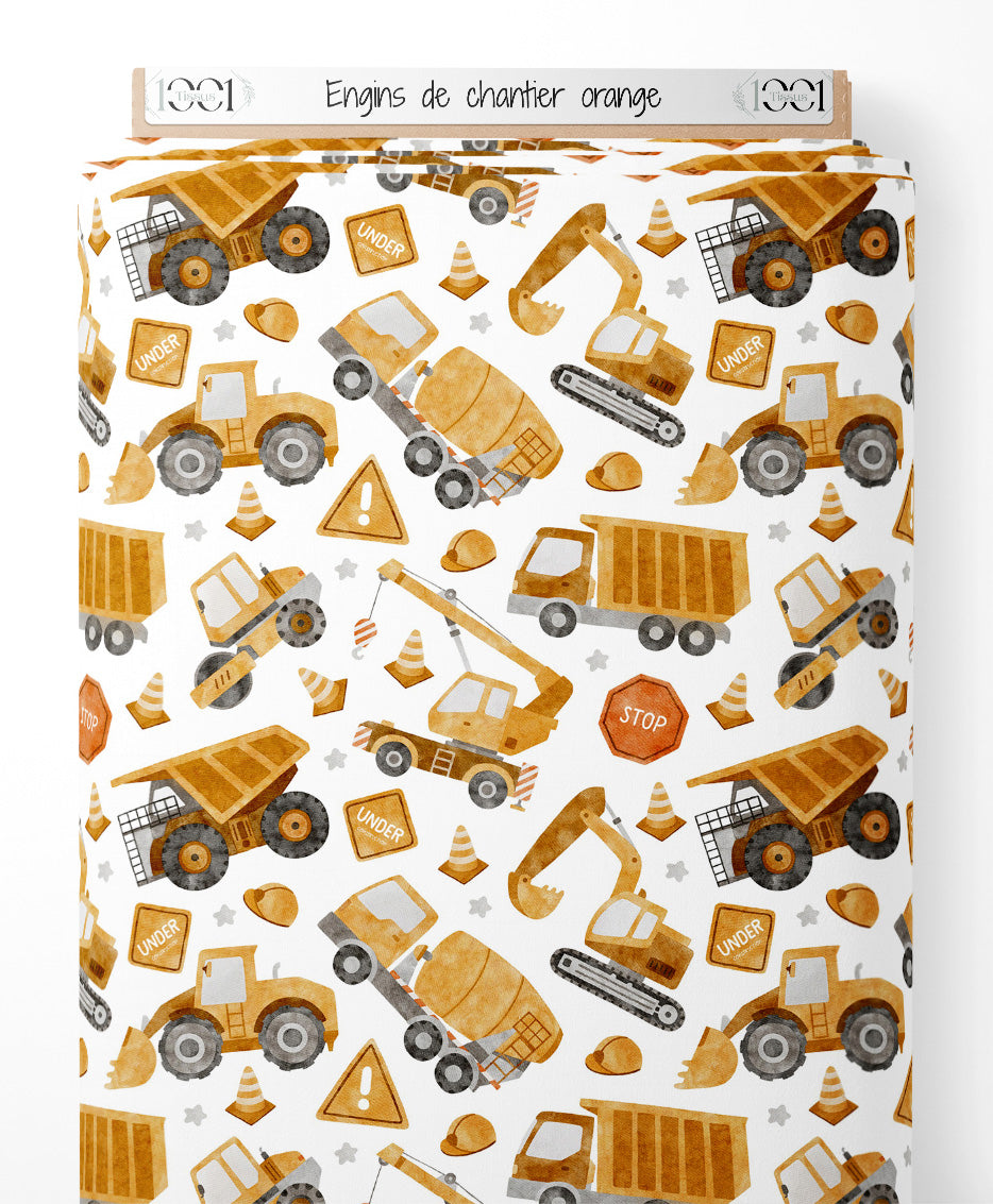 Tissu - Engins de chantier orange