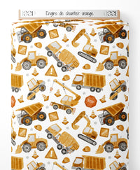 Tissu - Engins de chantier orange