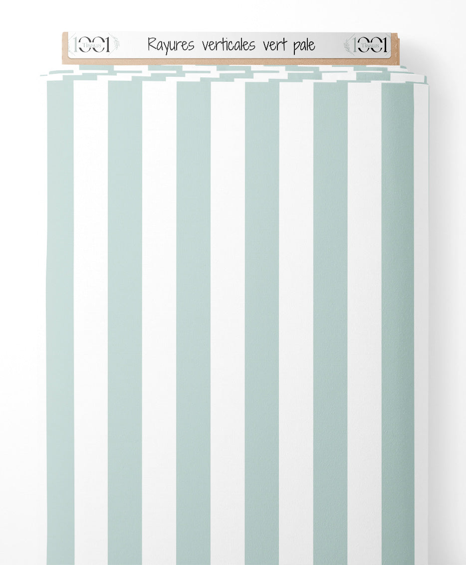 Tissu - Rayures verticales vert pâle