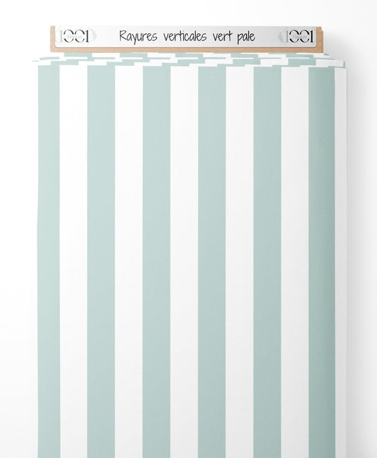 Tissu - Rayures verticales vert pâle